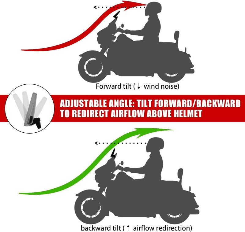 KICRY Motorcycle Windshield Extension Small Airflow Extender Only - Not for Viewing Adjustable Clip on Windscreen Spoiler Deflector Universal Fit (Clear) - Image 5